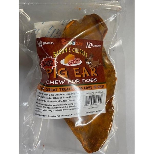 Scoochie Pet Bacon  Cheddar Loaded Pegable Pig Ears Chew 646